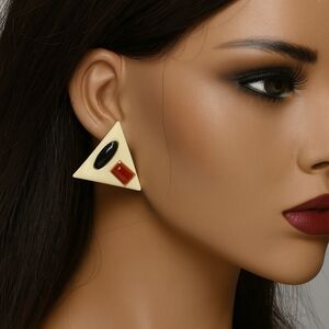 Women’s Triangle Drop Earrings | Multi Color 0.9-In| Statement Fashion Jewelry